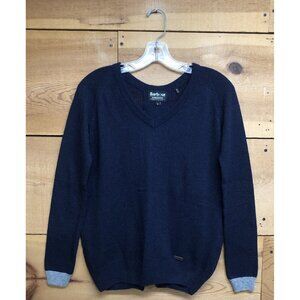 Barbour Merion Pullover Wool V-Neck Sweater Womens Size 8 Casual Navy Knit